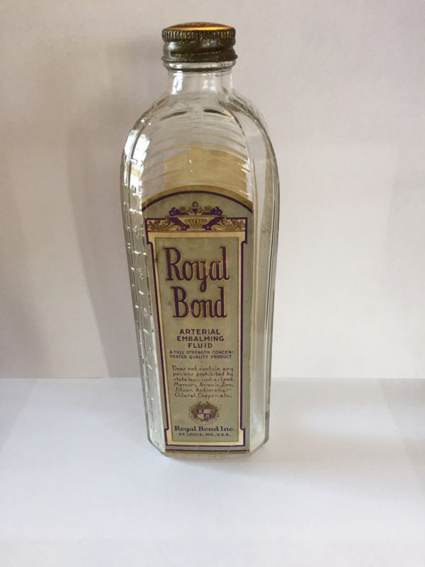 Vintage Royal Bond Embalming Fluid Bottle