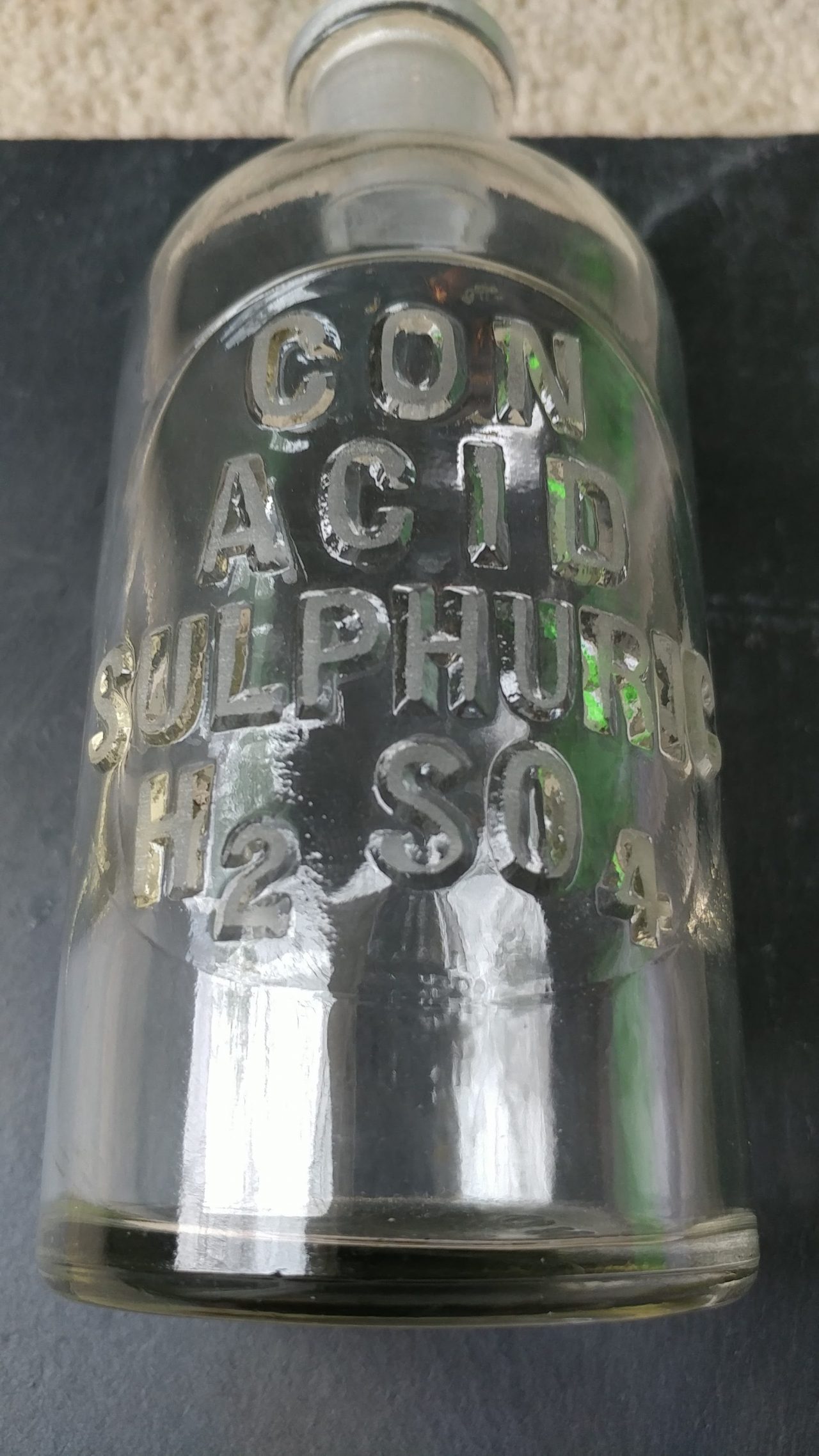 Vintage Embossed Sulphuric Acid Apothecary Bottle - LarryFlaxman.com